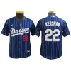 Los Angeles Dodgers #22 Clayton Kershaw Blue Pinstripe Cool Base Jersey