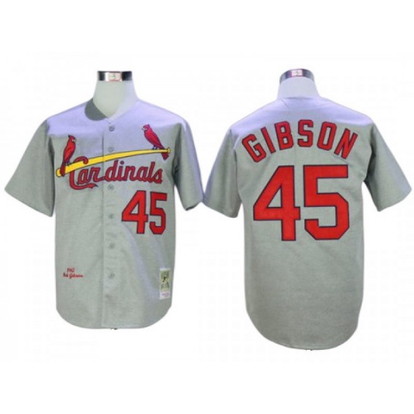 St. Louis Cardinals #45 Bob Gibson Gray 1967 Throwback Jersey