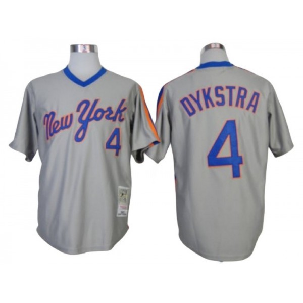 New York Mets #4 Lenny Dykstra Gray 1987 Throwback Jersey