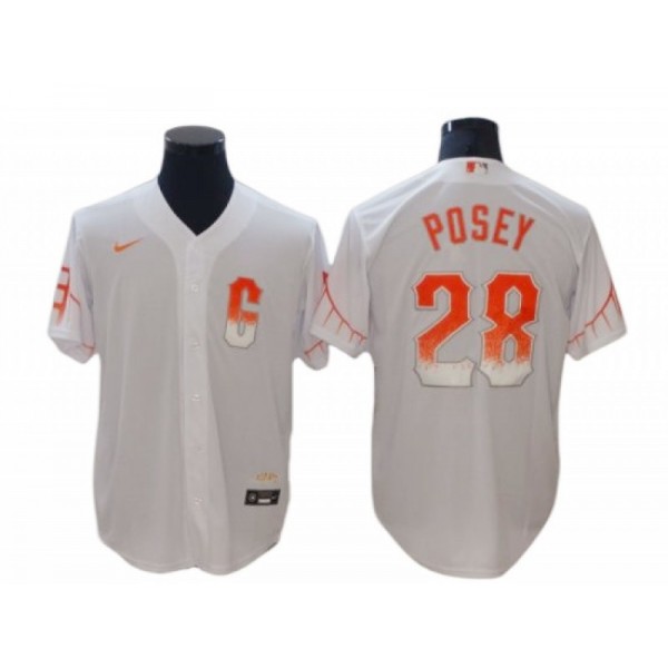 San Francisco Giants #28 Buster Posey White City Connect Cool Base Jersey