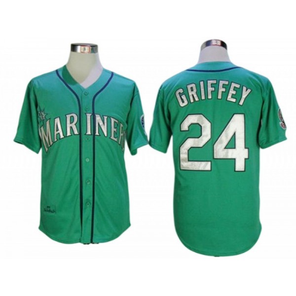 Seattle Mariners #24 Ken Griffey Jr. Green 1995 Throwback Jersey