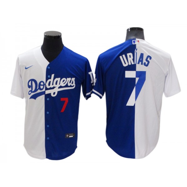 Los Angeles Dodgers #7 Julio Urias Royal/White Split Jersey