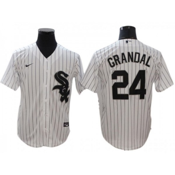 Chicago White Sox #24 Yasmani Grandal White Home Cool Base Jersey