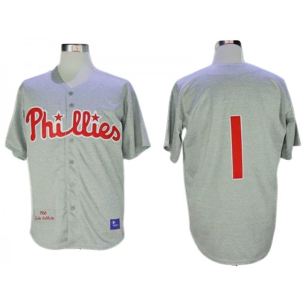 Philadelphia Phillies #1 Richie Ashburn 1950 Gray Throwback Jersey