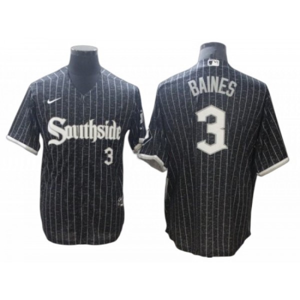 Chicago White Sox #3 Harold Baines Black City Connect Cool Base Jersey