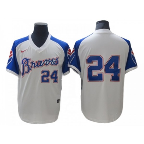 Atlanta Braves #24 Deion Sanders Vintate White Jersey