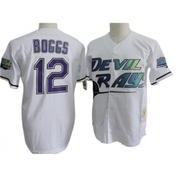 Tampa Bay Rays #12 Wade Boggs White Throwback Jersey