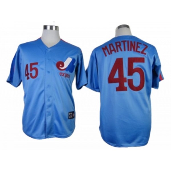 Montreal Expos #45 Pedro Martinez Blue Throwback Jersey