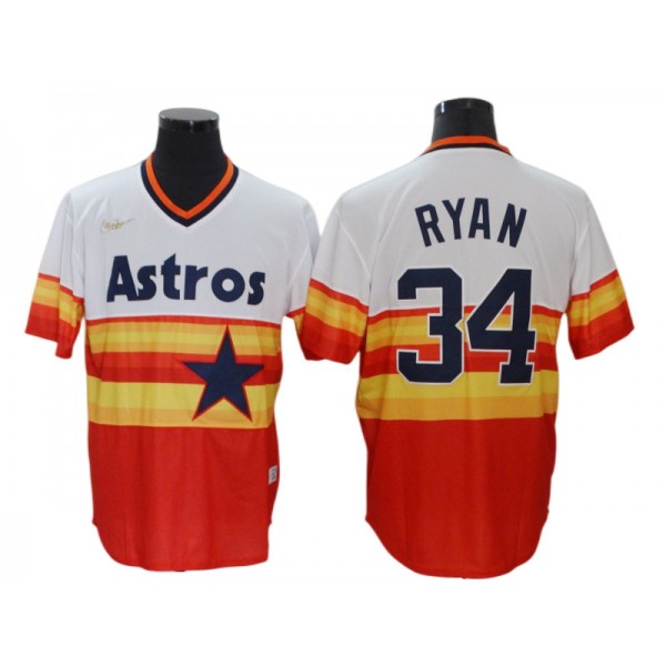 Houston Astros #34 Nolan Ryan Rainbow Cooperstown Collection Cool Base Jersey