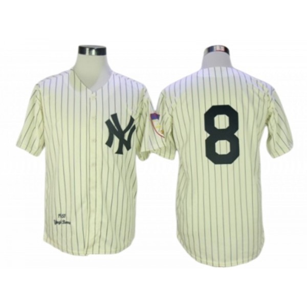 New York Yankees #8 Yogi Berra Cream 1951 Throwback Jersey