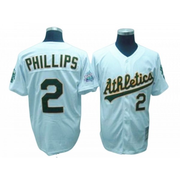 Oakland Athletics #2 Tony Phillips White Throwback Jersey