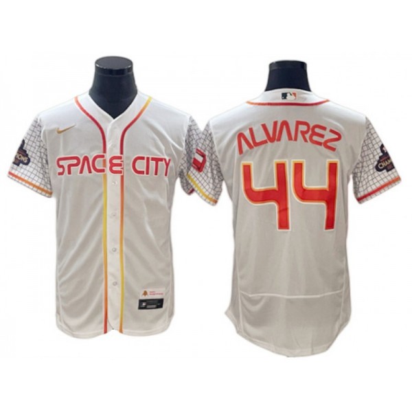 Houston Astros #44 Yordan Álvarez White City Connect World Series Champion Jersey