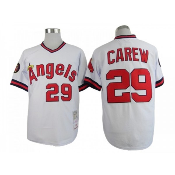 Los Angeles Angels #29 Rod Carew White 1982 Throwback Jersey