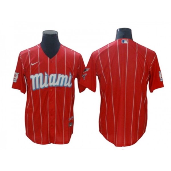 Miami Marlins Blank Red City Connect Cool Base Jersey