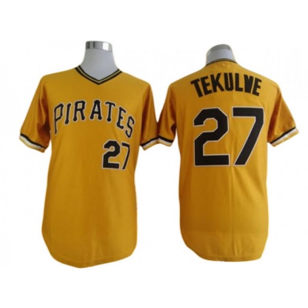 Pittsburgh Pirates #27 Kent Tekulve Yellow Throwback Jersey