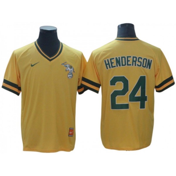 Oakland Athletics #24 Rickey Henderson Gold Cooperstown Collection Legend Jersey