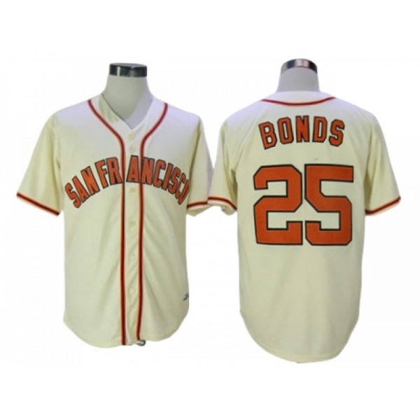 San Francisco Giants #25 Barry Bonds Cream Throwback Jersey