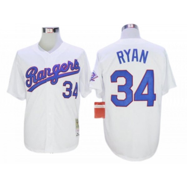 Texas Rangers #34 Nolan Ryan White 1993 Throwback Jersey