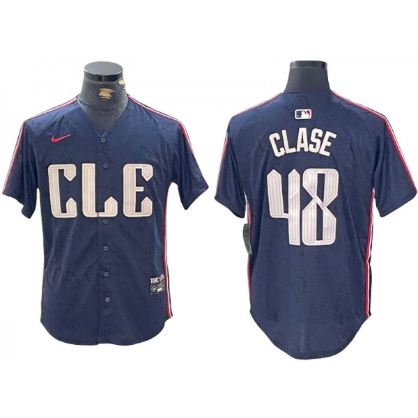 Cleveland Guardians #48 Emmanuel Clase Navy 2024 City Connect Limited Jersey