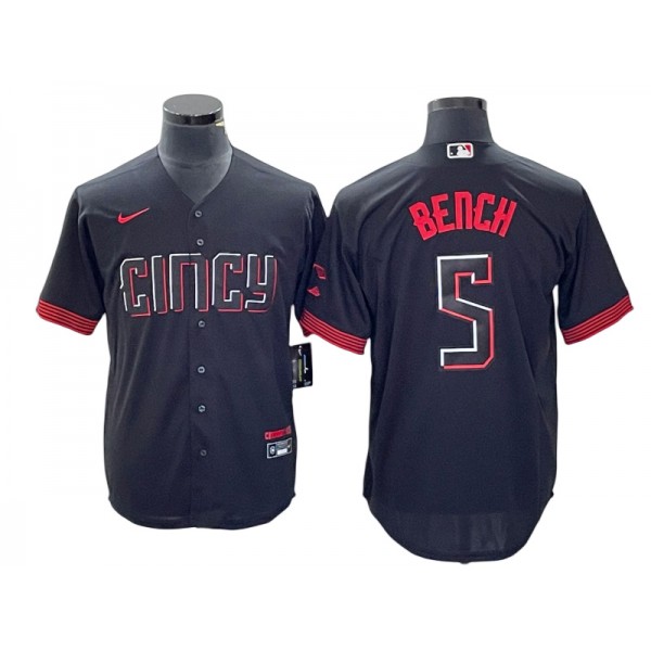 Cincinnati Reds #5 Johnny Bench Black 2023 City Connect Jersey