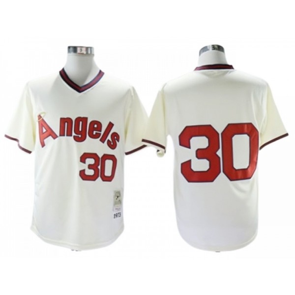 Los Angeles Angels #30 Nolan Ryan Cream 1973 Throwback Jersey