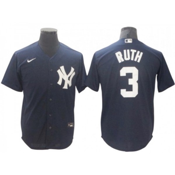 New York Yankees #3 Babe Ruth Navy Cool Base Jersey