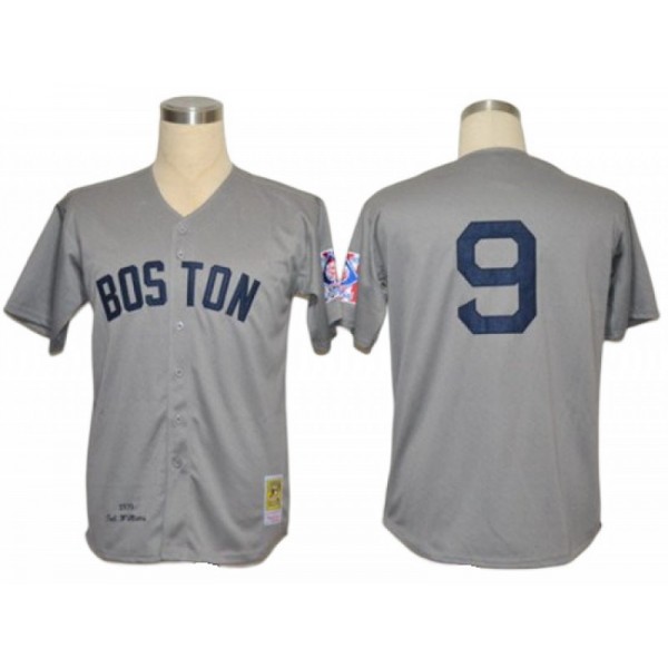 Boston Red Sox #9 Ted Williams Gray Throwback Jersey