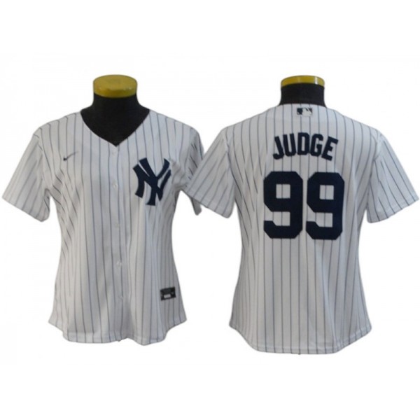 Women's New York Yankees #99 Aaron Judge Cool Base Player Name Jersey - White/Gray/Navy