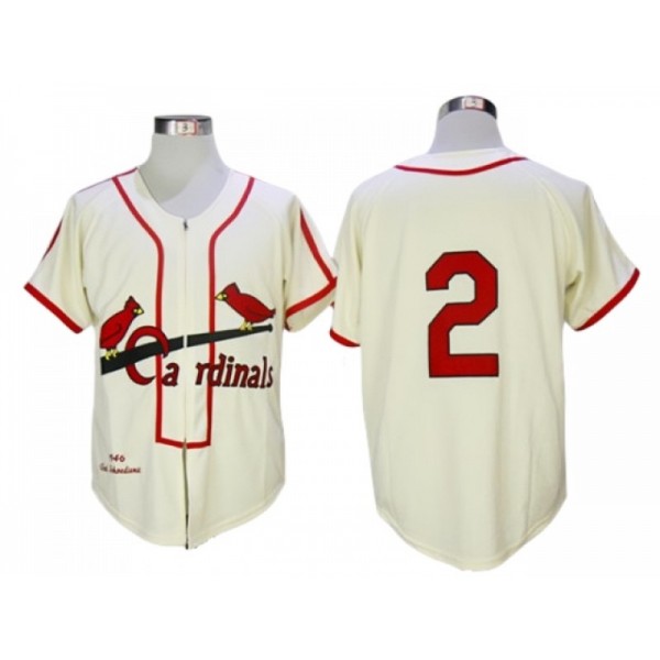 St. Louis Cardinals #2 Red Schoendienst Cream 1946 Throwback Jersey