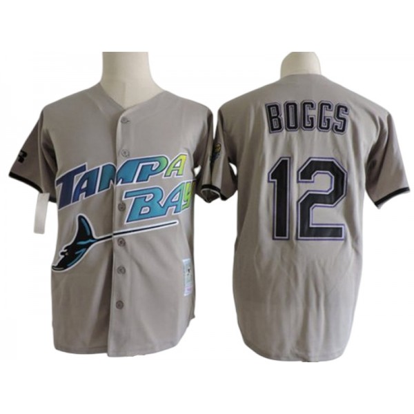 Tampa Bay Rays #12 Wade Boggs Grey Throwback Jersey