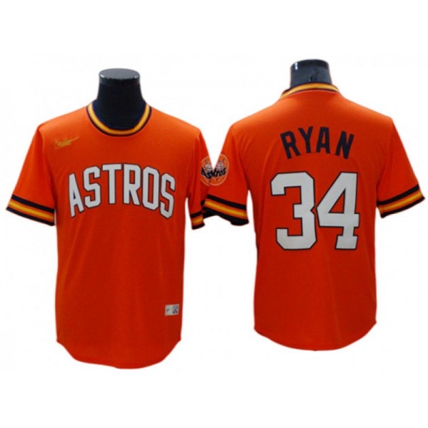 Houston Astros #34 Nolan Ryan Orange Cooperstown Collection Cool Base Jersey