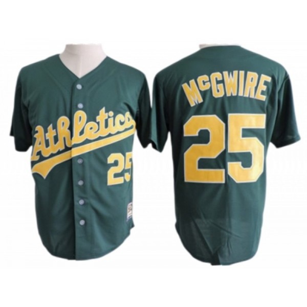 Oakland Athletics #25 Mark McGwire Green Cooperstown Collection Throwback Jersey