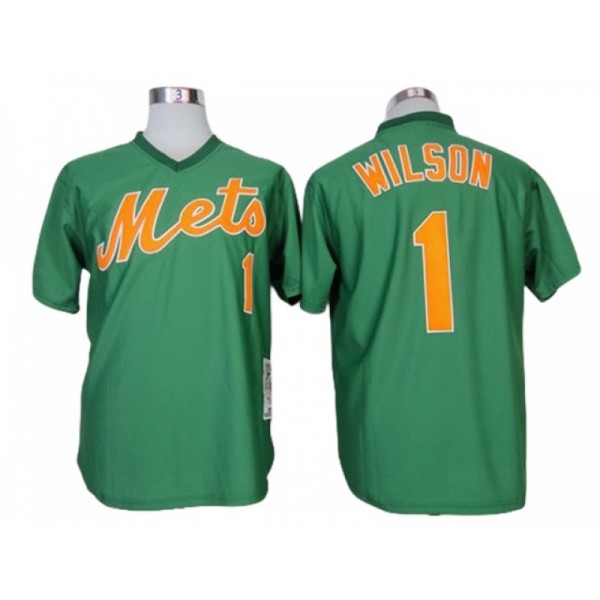 New York Mets #1 Mookie Wilson Green Throwback Jersey