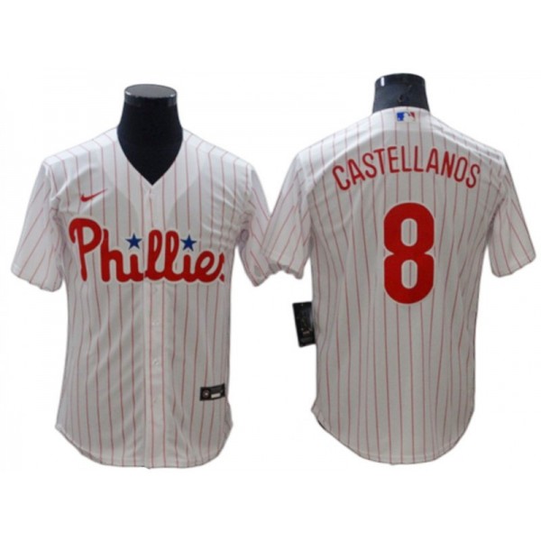 Philadelphia Phillies #8 Nick Castellanos White Cool Base Jersey