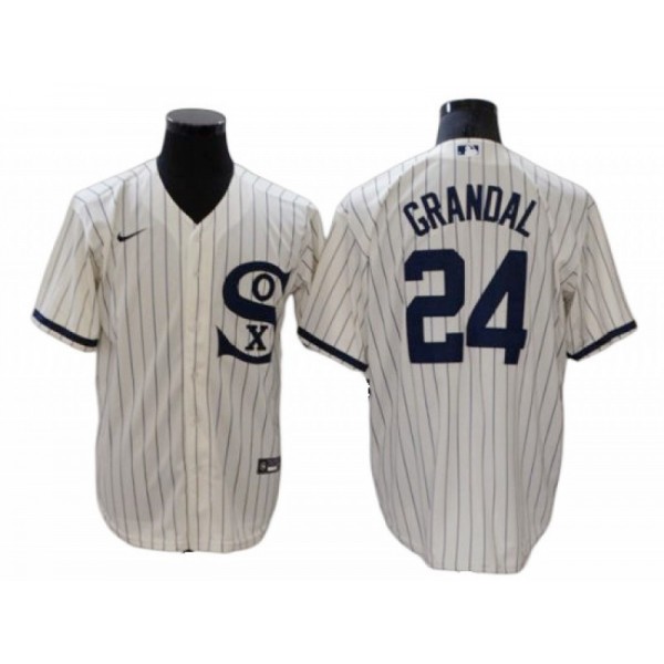 Chicago White Sox #24 Yasmani Grandal White Field of Dreams Cool Base Player Name Jersey