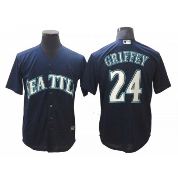 Seattle Mariners #24 Ken Griffey Jr. Navy Alternate Cool Base Jersey