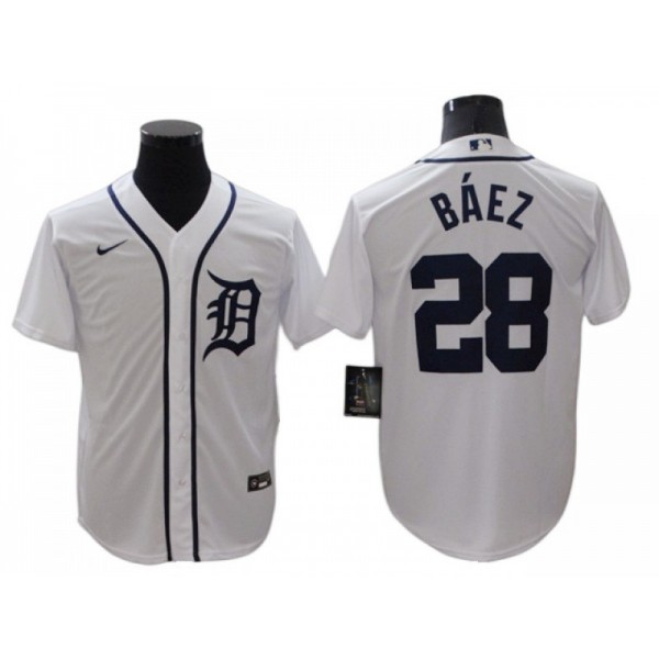 Detroit Tigers #28 Javier Baez White Home Cool Base Jersey