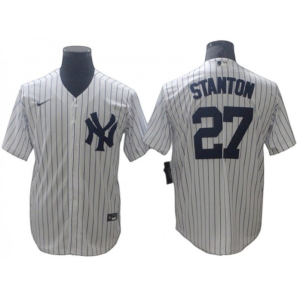 New York Yankees #27 Giancarlo Stanton White Home Cool Base Player Name Jersey