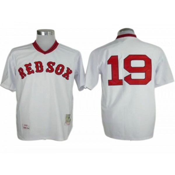 Boston Red Sox #19 Fred Lynn White 1975 Throwback Jersey