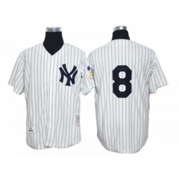 New York Yankees #8 Yogi Berra White Throwback Jersey