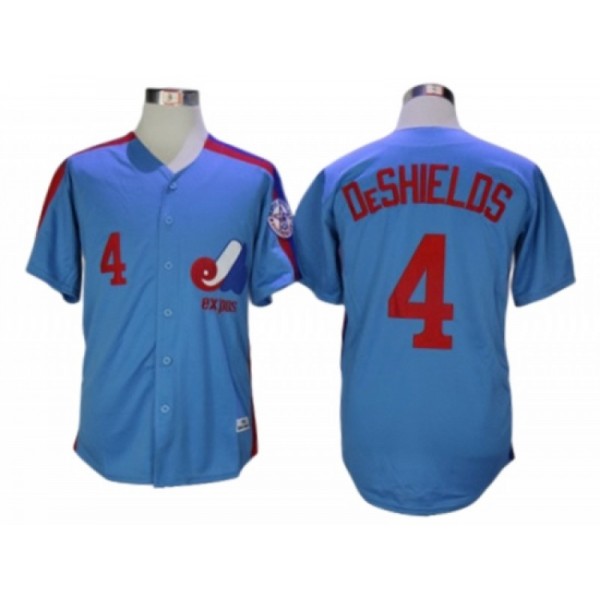 Montreal Expos #4 Delino DeShields Blue Throwback Jersey