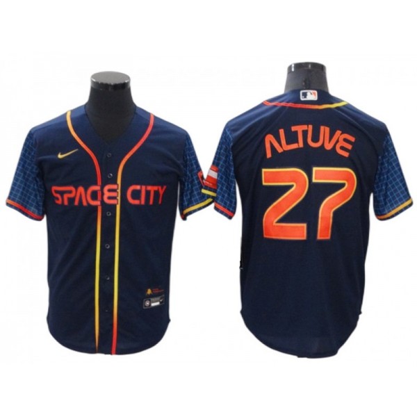 Houston Astros #27 Jose Altuve Navy 2022 City Connect Cool Base Jersey