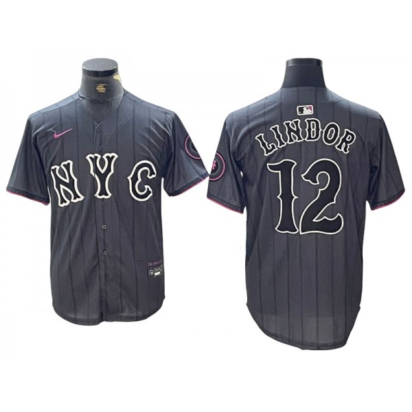 New York Mets #12 Francisco Lindor Graphite 2024 City Connect Limited Jersey