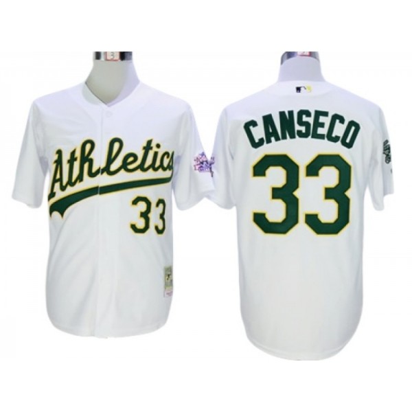 Oakland Athletics #33 Jose Canseco White Throwback Jersey