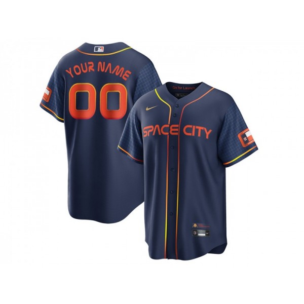 Houston Astros #00 Navy 2022 City Connect Cool Base Custom Jersey