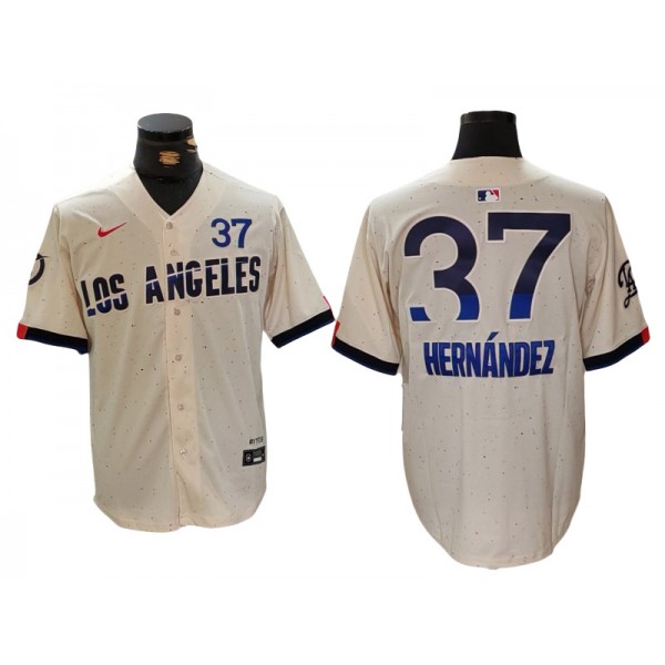 Los Angeles Dodgers #37 Teoscar Hernandez Cream 2024 City Connect Limited Jersey