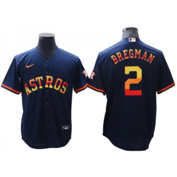 Houston Astros #2 Alex Bregman Navy Rainbow Cool Base Jersey