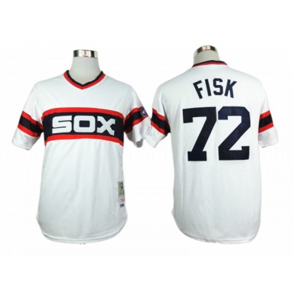 Chicago White Sox #72 Carlton Fisk White 1983 Throwback Jersey