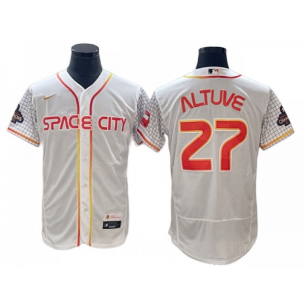 Houston Astros #27 Jose Altuve White City Connect World Series Champion Jersey