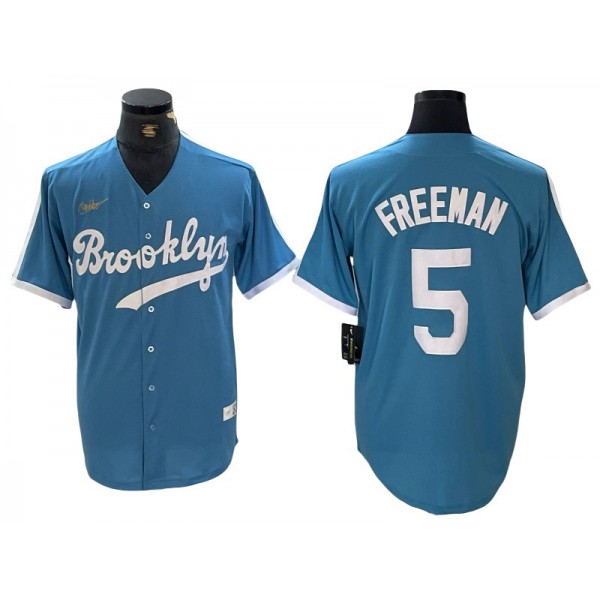 Los Angeles Dodgers #5 Freddie Freeman Light Blue Cooperstown Collection Jersey